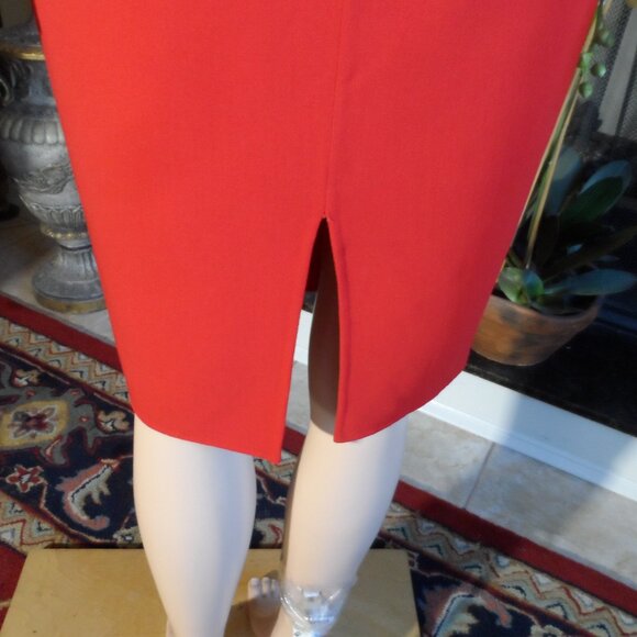 Bergdorf Goodman Scarlet Red Virgin Wool Crepe Sheath Dress Size 2 - Picture 12 of 16
